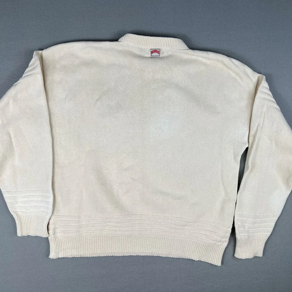 VTG University of Michigan Sweater Fits XL 90s Wolverines Embroidered Nutmeg USA